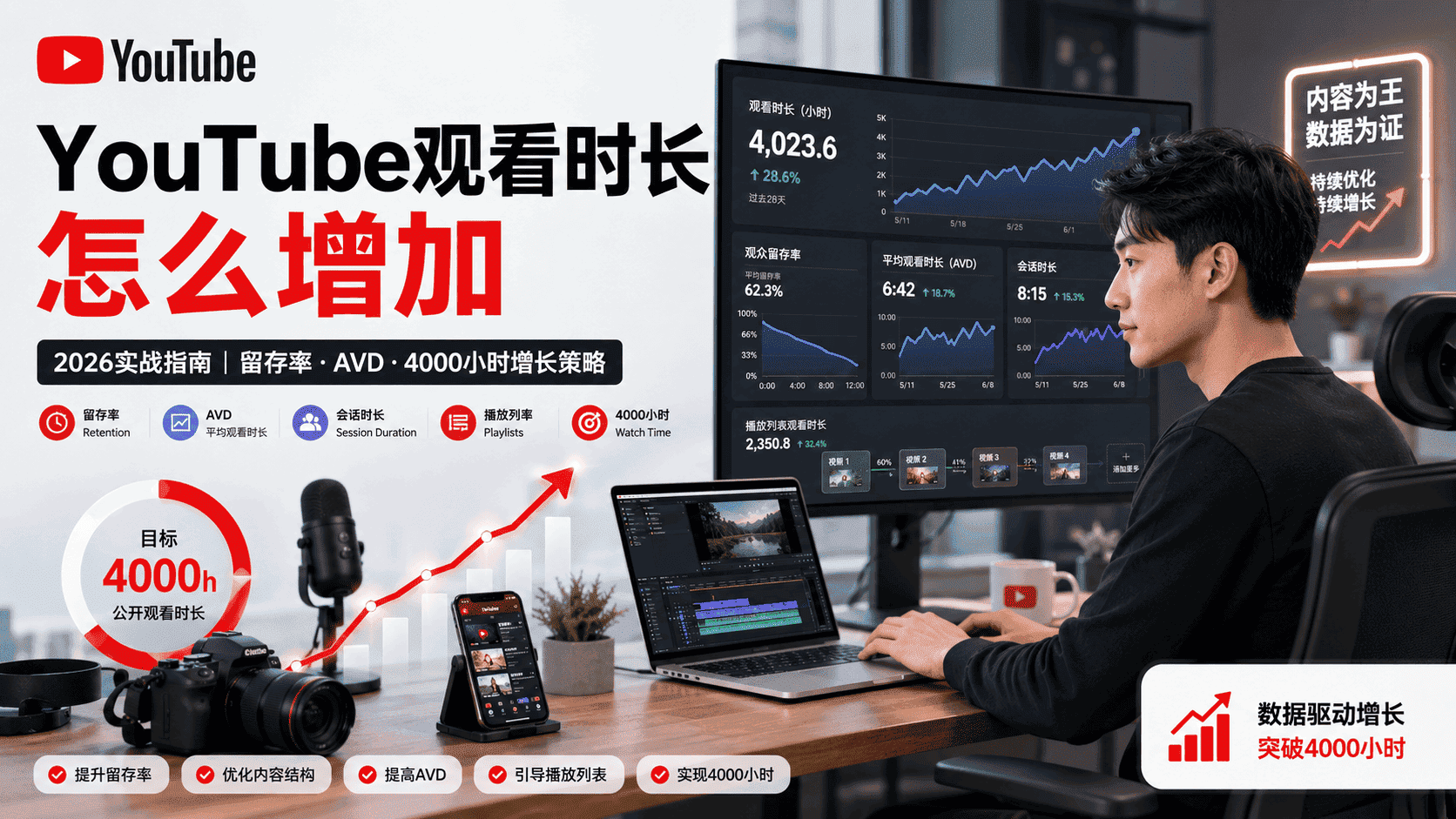 YouTube观看时长怎么增加？2026年油管时长增长指南