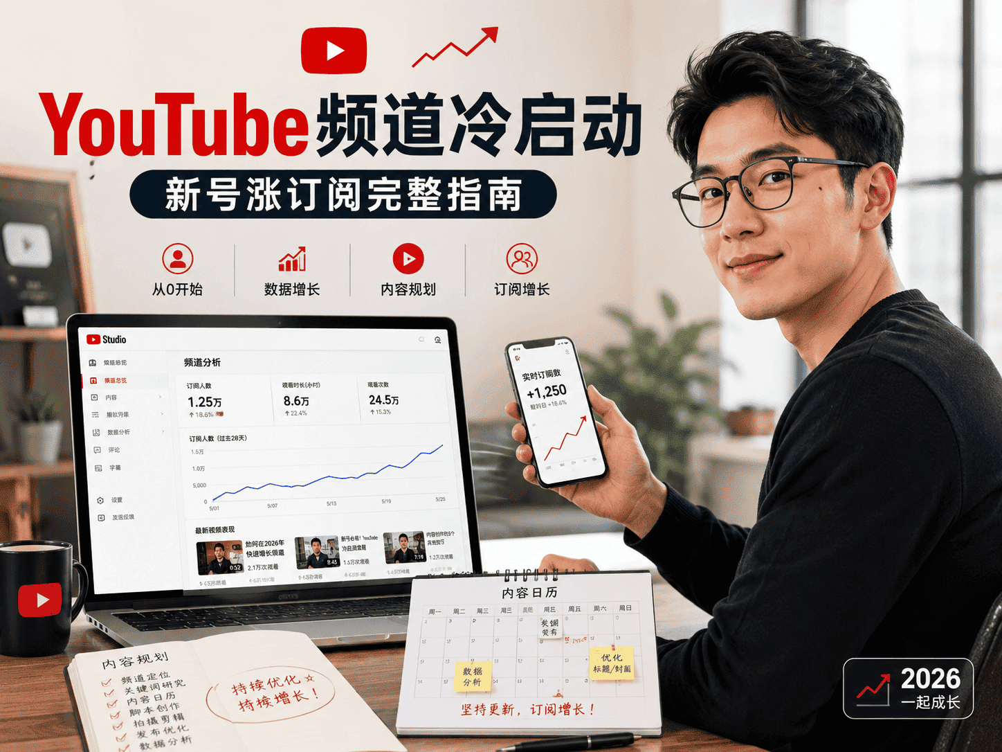 YouTube频道冷启动怎么做？新号涨订阅完整指南
