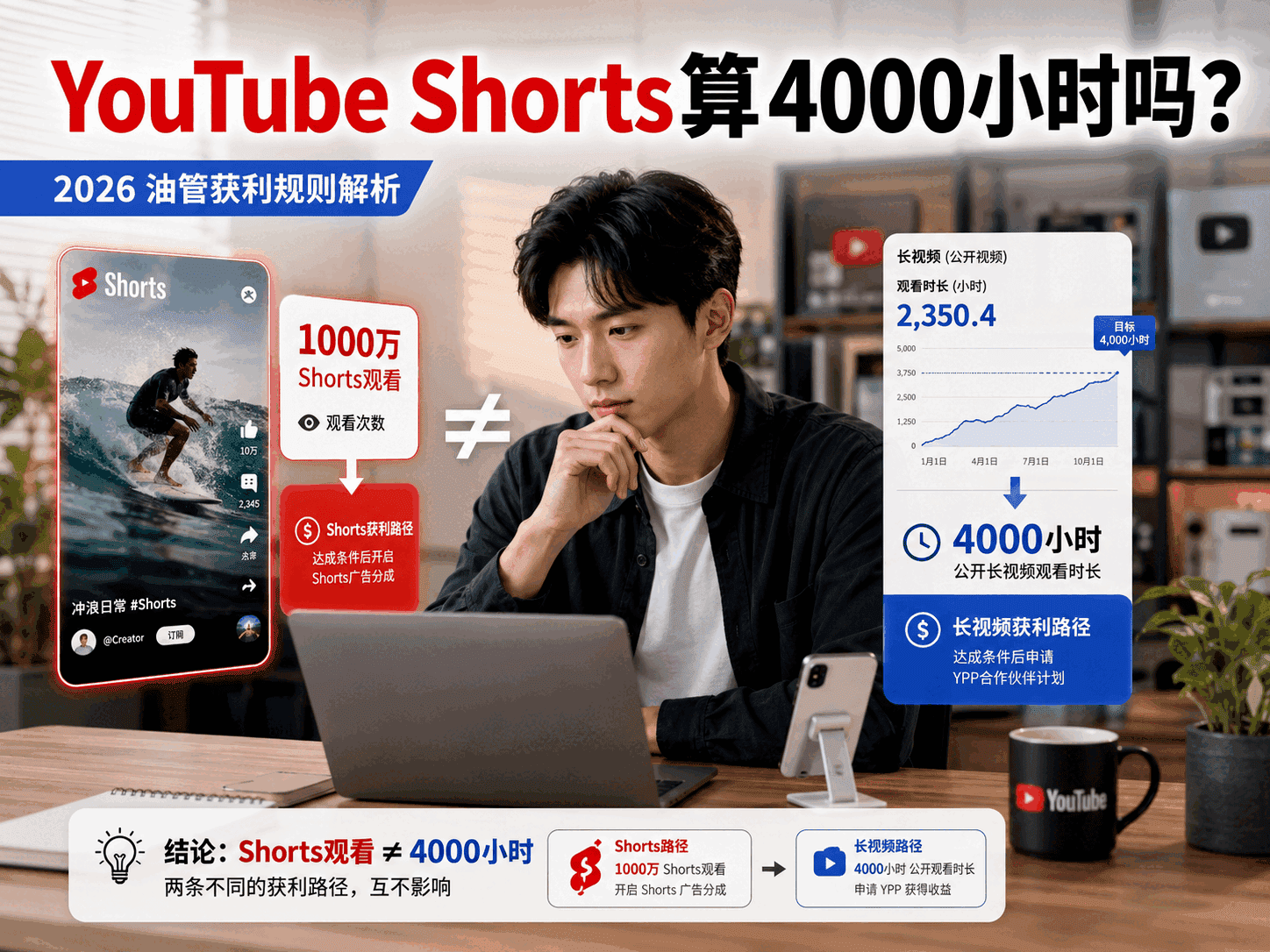 YouTube Shorts算4000小时吗？油管获利规则解析