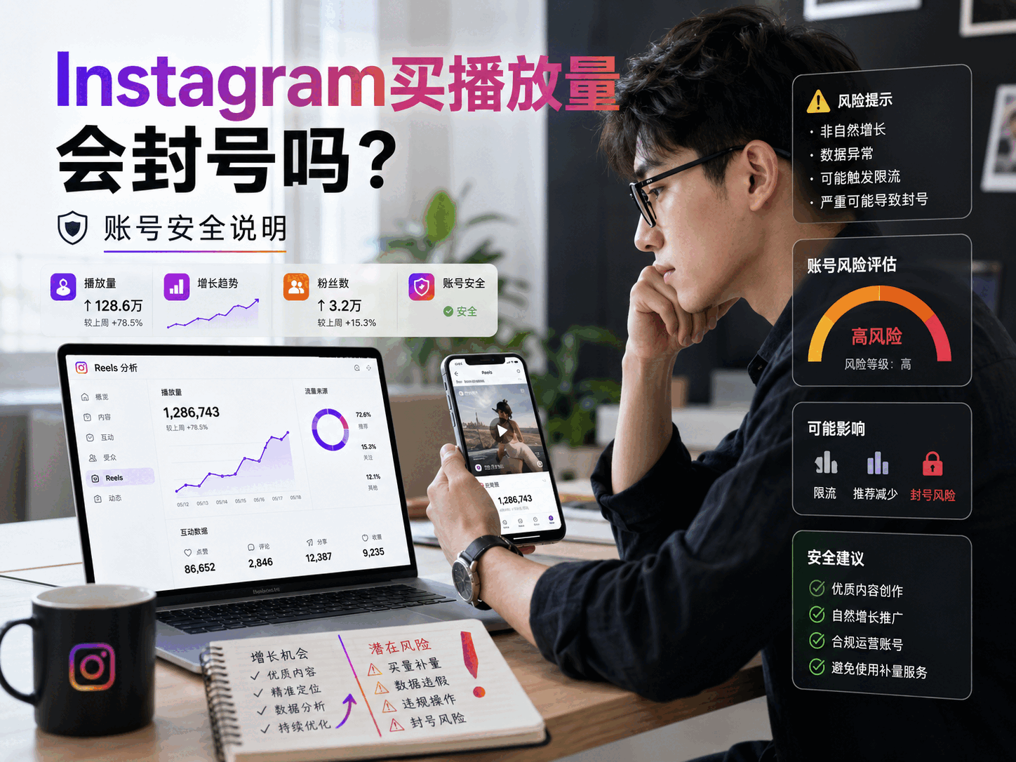 Instagram买播放量会封号吗？账号安全说明