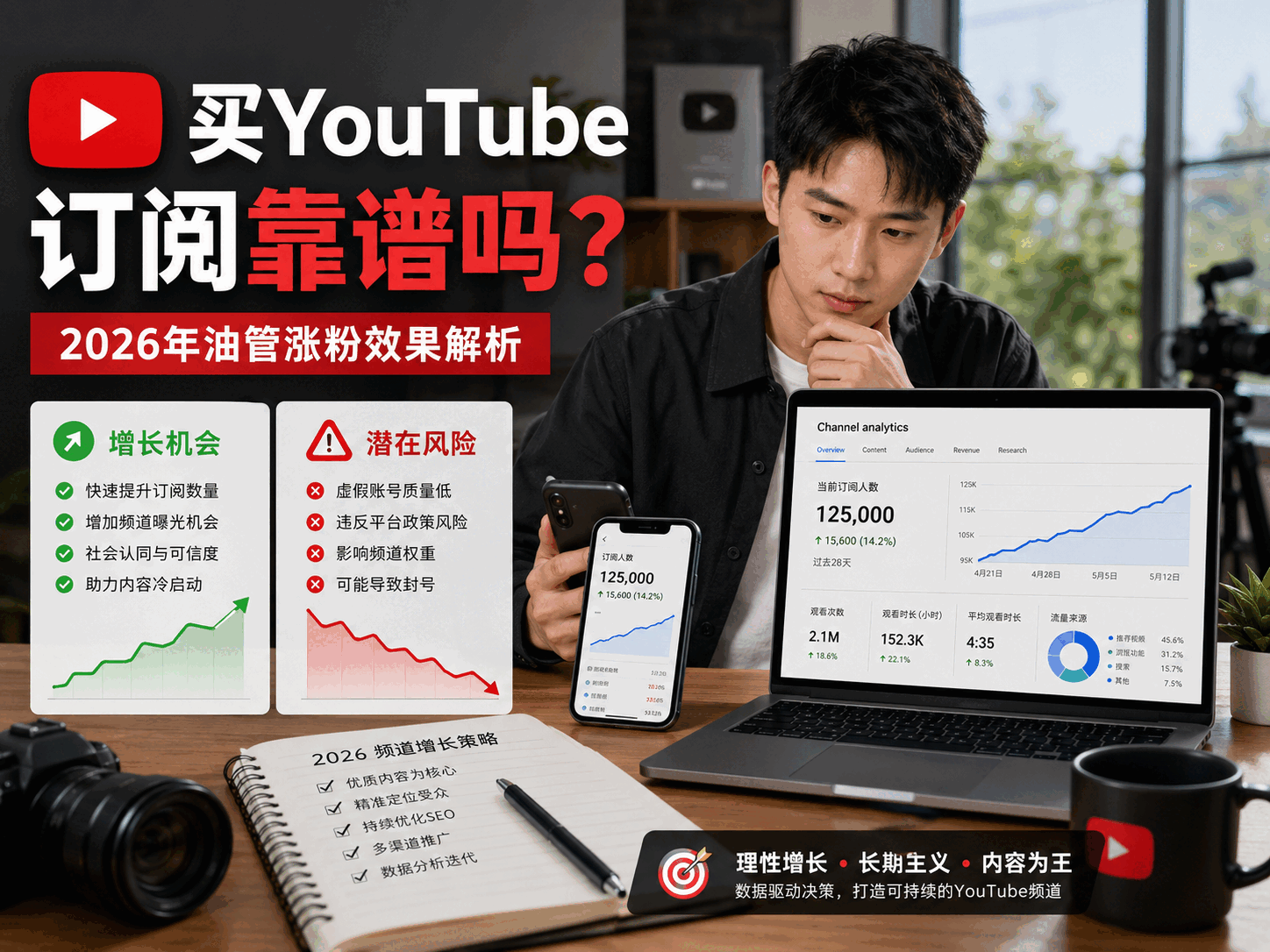 买YouTube订阅靠谱吗？2026年油管涨粉效果解析