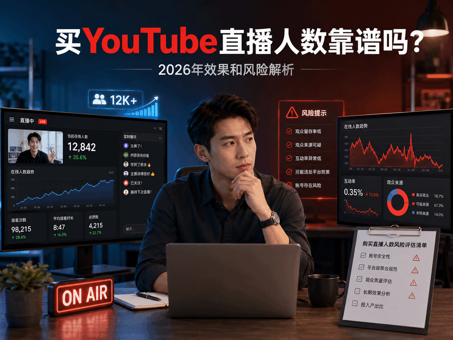 买YouTube直播人数靠谱吗？2026年效果和风险解析