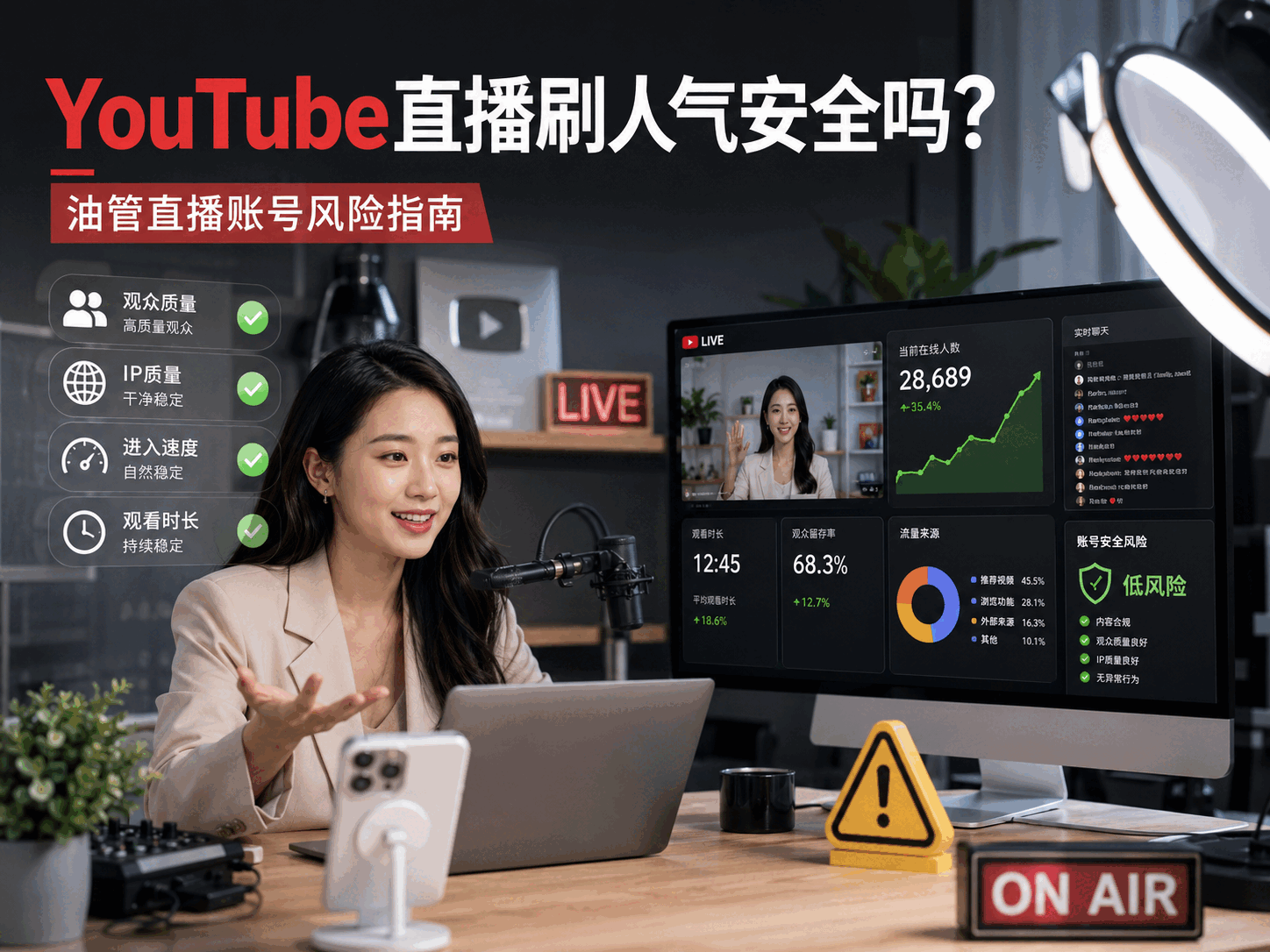 YouTube直播刷人气安全吗？油管直播账号风险指南