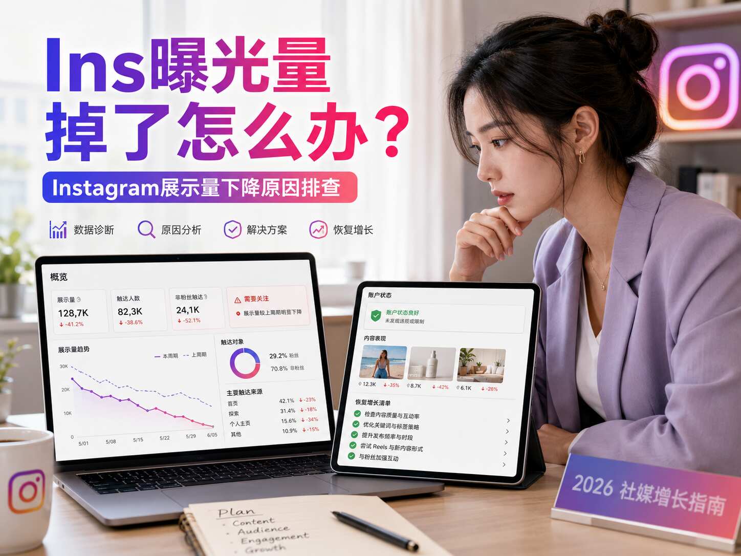 Ins曝光量掉了怎么办？Instagram展示量下降原因排查