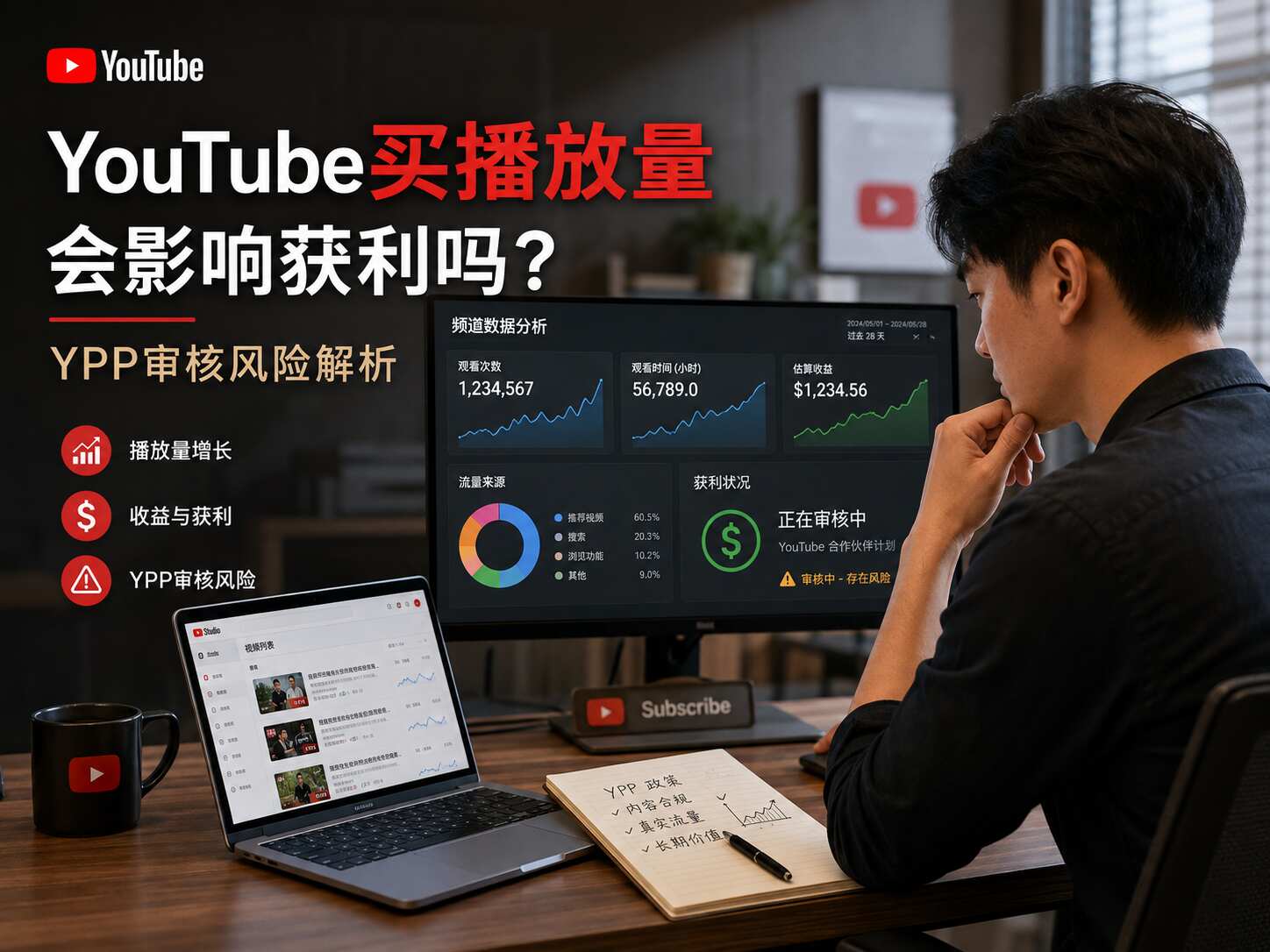 YouTube买播放量会影响获利吗？YPP审核风险解析