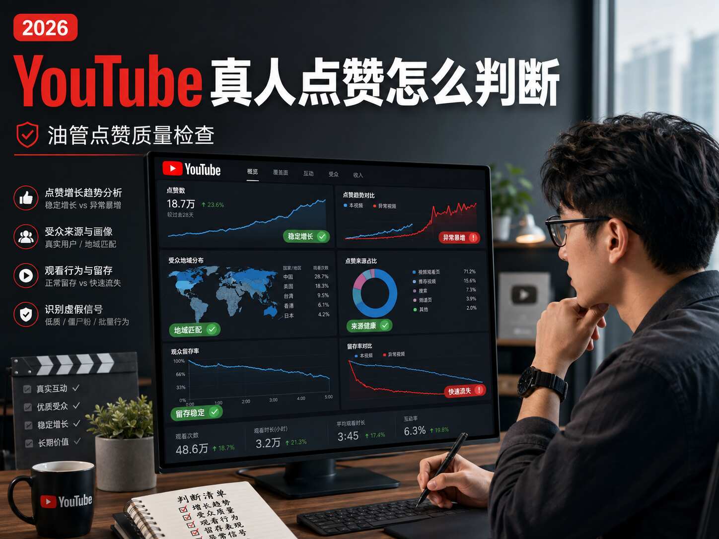 YouTube真人点赞怎么判断？油管点赞质量检查