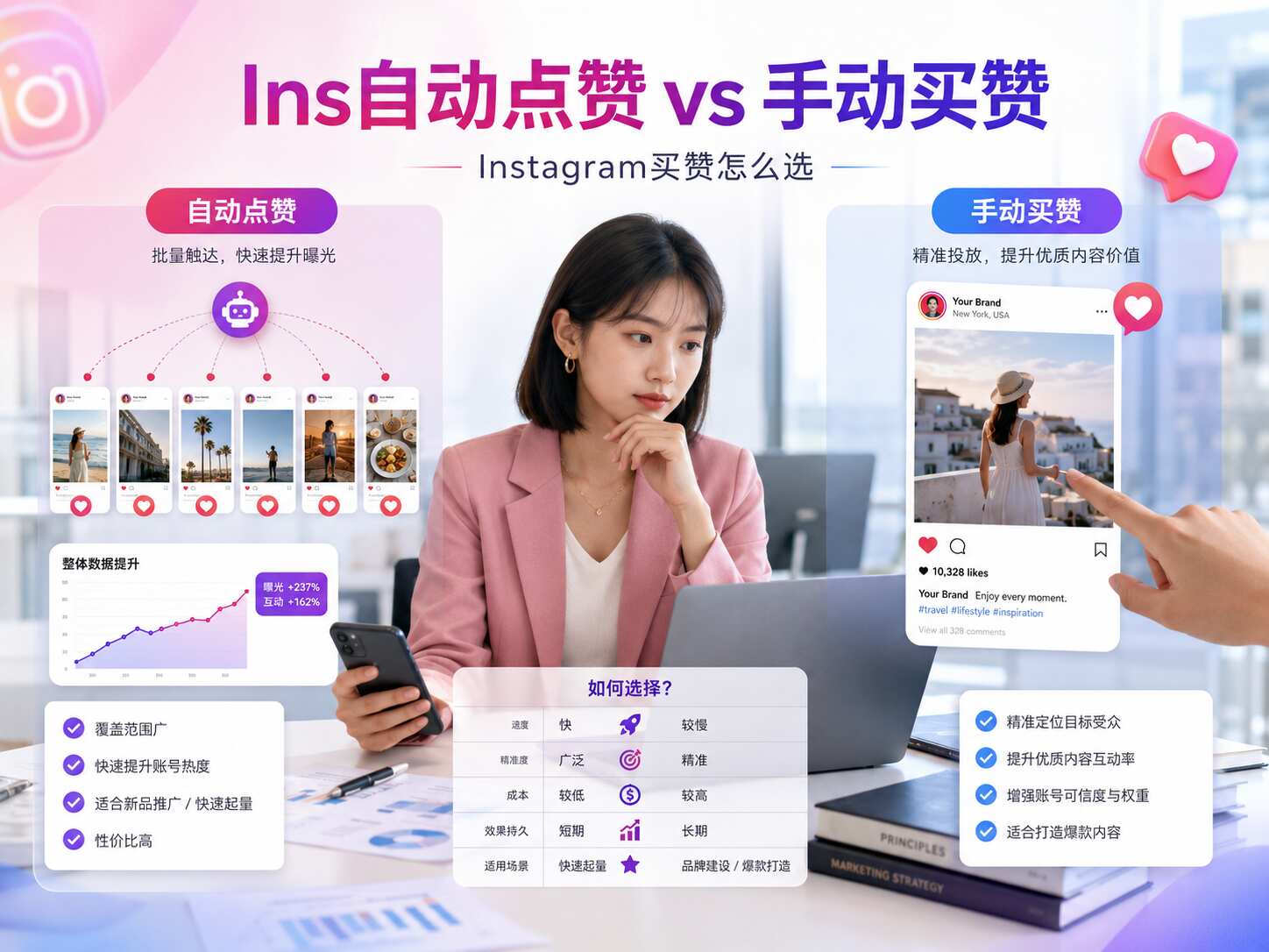 Ins自动点赞和手动买赞区别：Instagram买赞怎么选