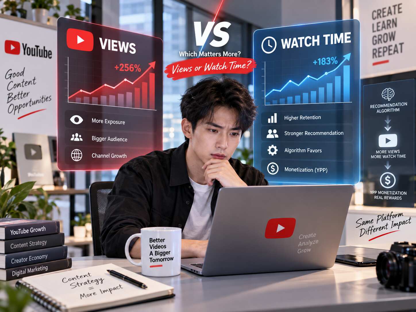 YouTube播放量和观看时长区别：哪个更影响推荐和获利