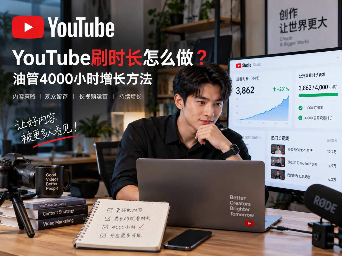 YouTube刷时长怎么做？油管4000小时增长方法