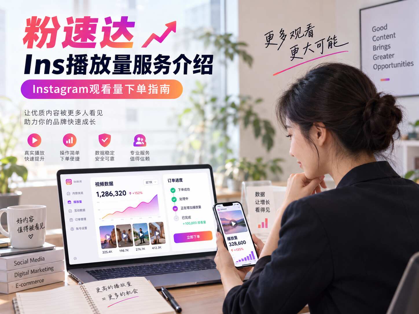 粉速达Ins播放量服务介绍：Instagram观看量下单指南