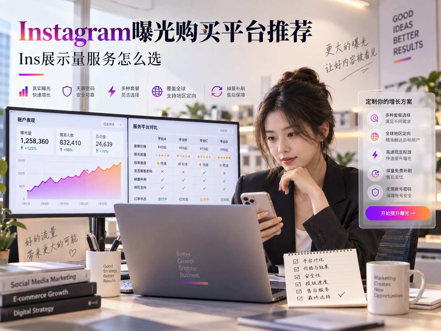Instagram曝光购买平台推荐：Ins展示量服务怎么选