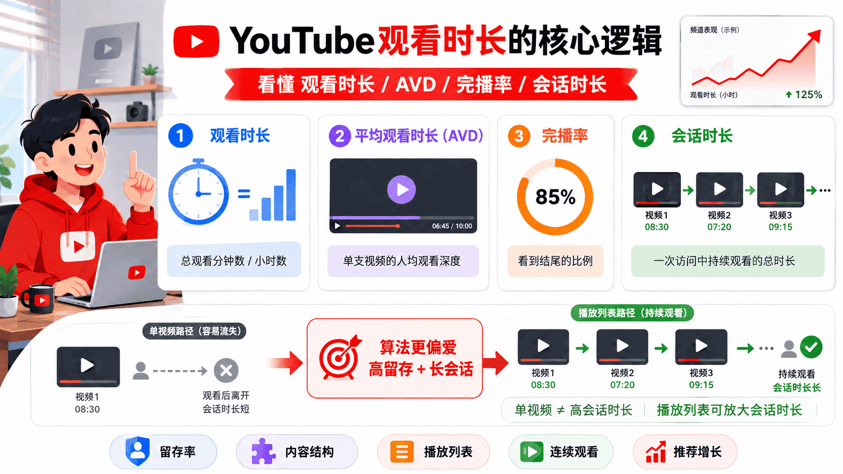 YouTube观看时间长怎么增加