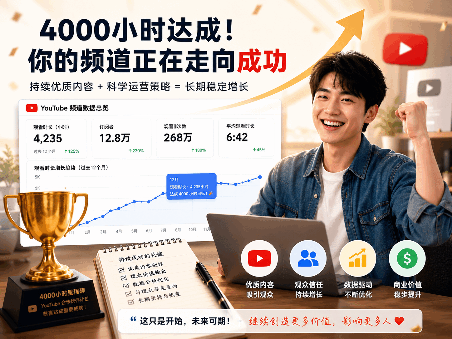 YouTube观看时长怎么增加