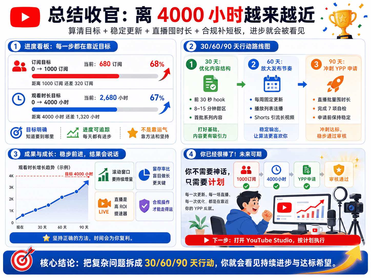 YouTube 4000小时怎么达成