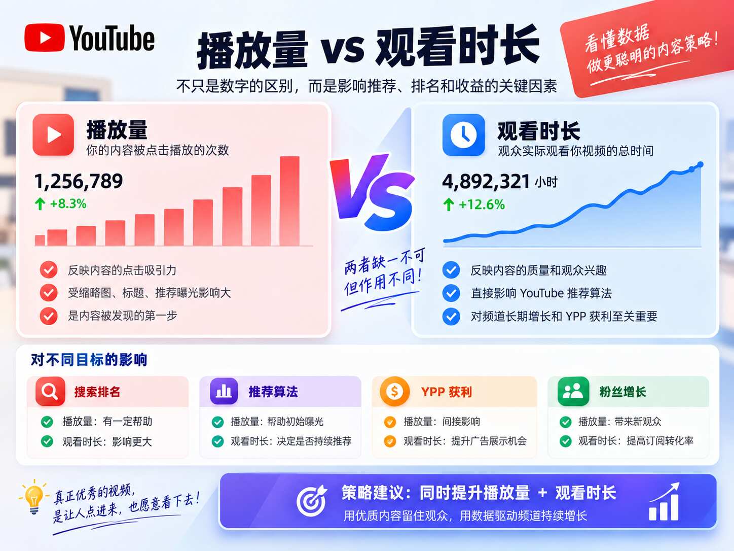 YouTube播放量和观看时长区别