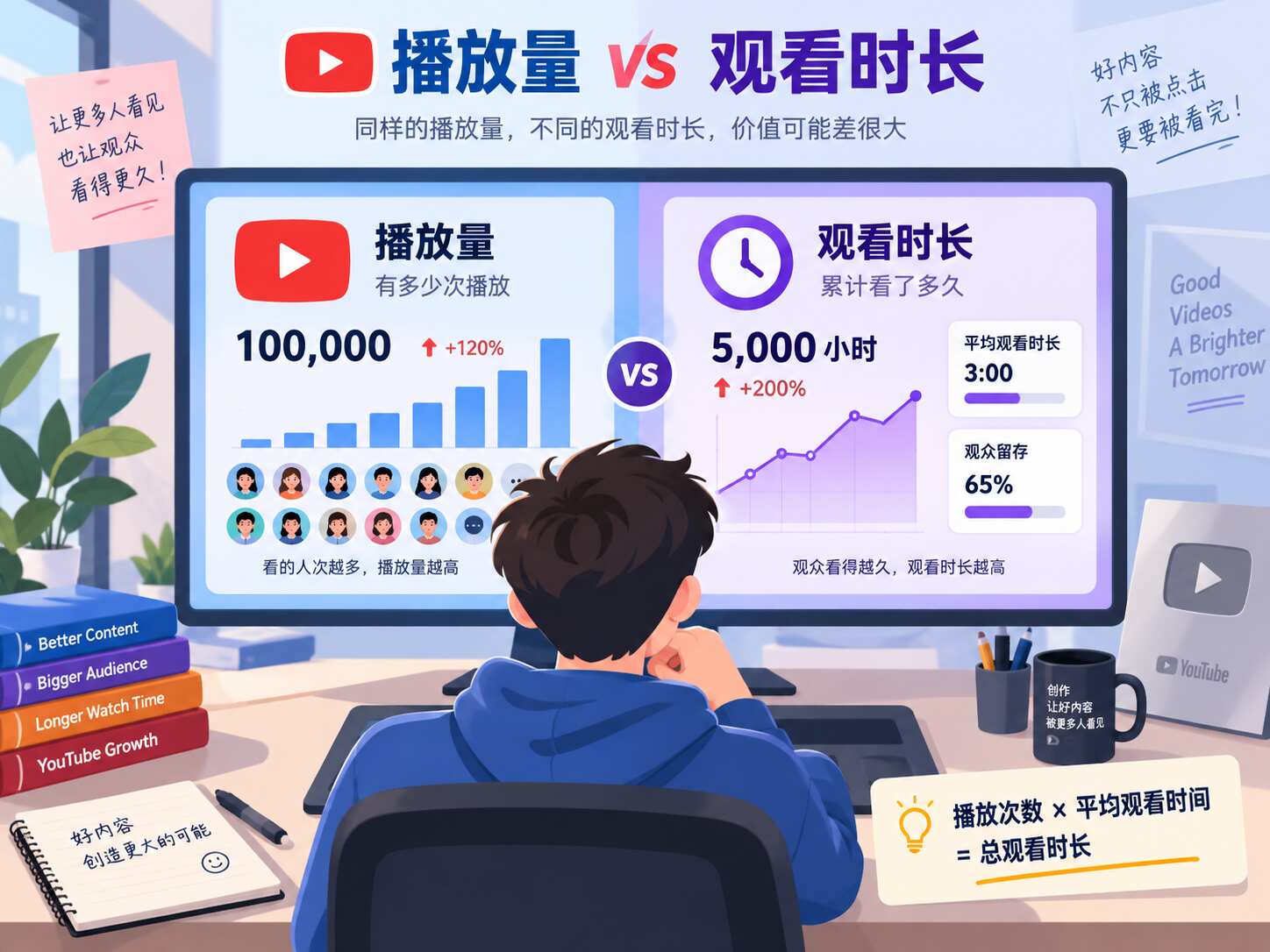 YouTube观看时长和播放量区别