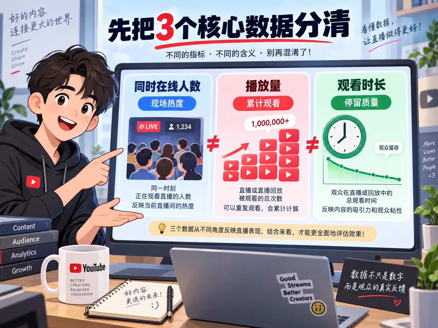 YouTube直播人数和播放量区别